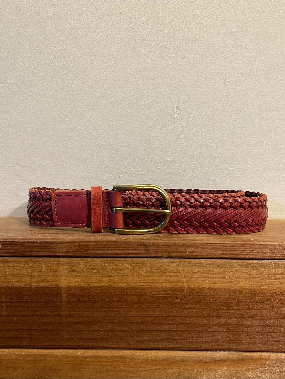 J. Crew Braided Leather Belt in Sienna